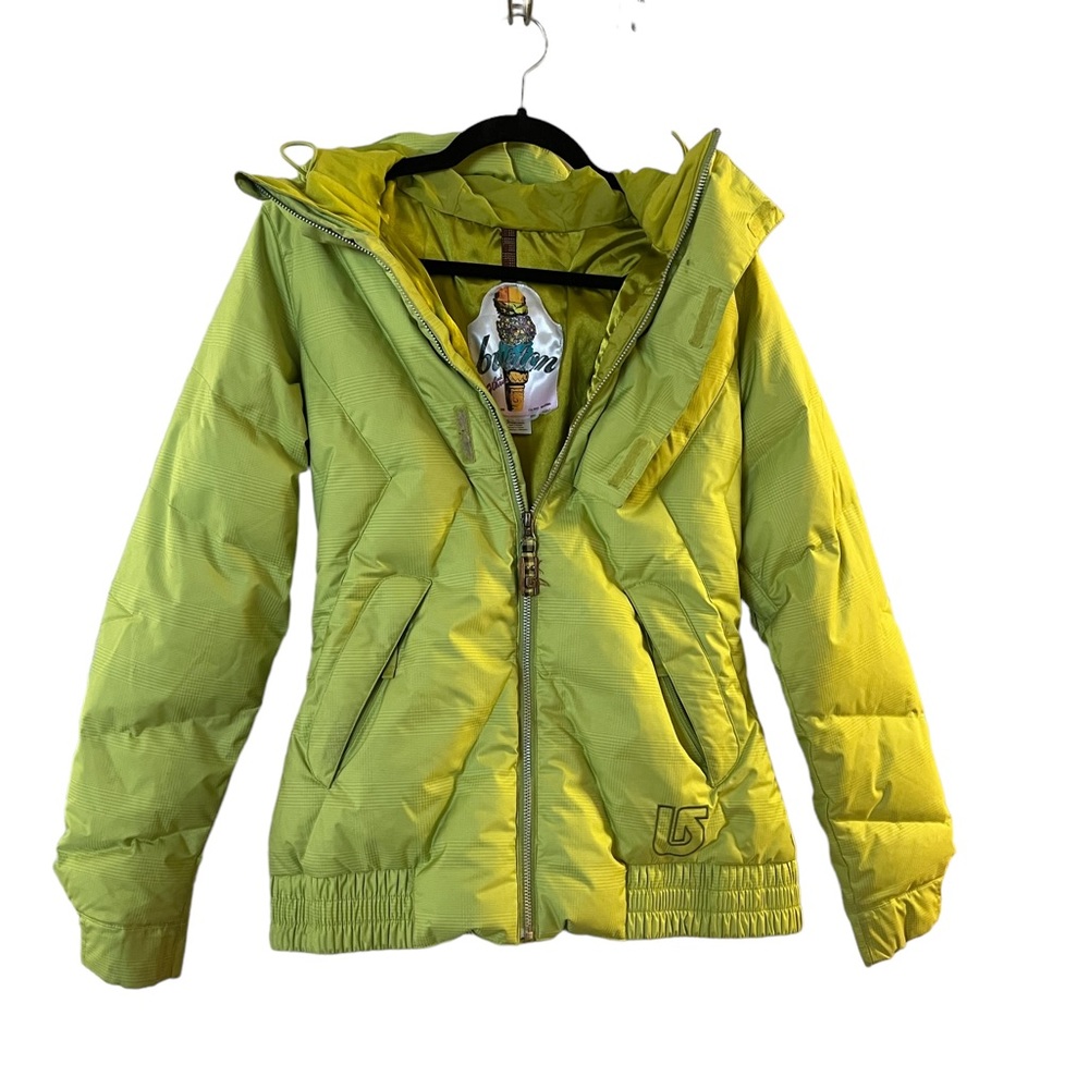 BURTON DRYRIDE bright lime green down fill BOARD/SKI JACKET